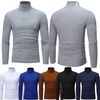 $14.07 • Buy Mens High Neck Long Sleeve Thermal Basic Shirts Slim Fit T-shirt Pullover Tops