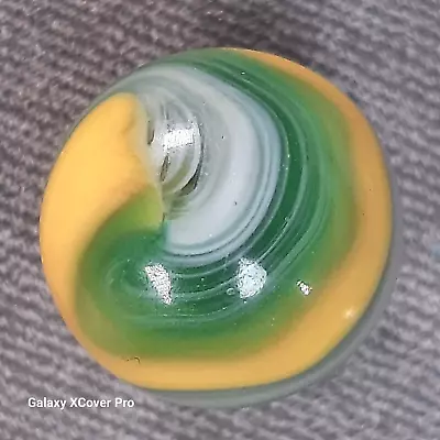 MARBLES: Akro Agate Popeye Green / Yellow; 5/8  Mint Minus • $35