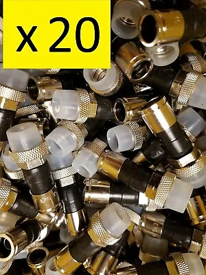 20 Pack RG6 F Male Coax Outdoor Cable Compression CONNECTORS PPC EX6XLWSPLUS LOT • $9.55