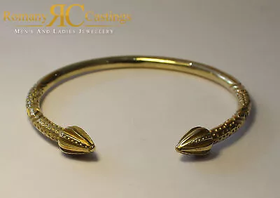 Men's 9ct Yellow Gold Solid Arrow Head Torque Bangle 33g Fully Hallmarked 75 Mm • £1537.31