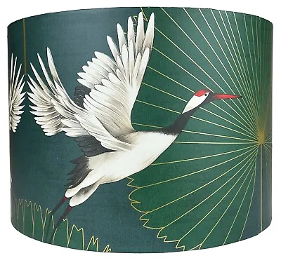 Crane Bird Lampshade For Ceiling Light Or Table Lamp Gold Leaf Drum Lampshades • £27.99