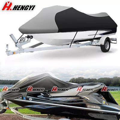 $54.49 • Buy 600D 3.4M-3.6M BLACK & GREY TRAVEL COVER For JET SKI Honda Yamaha Waverunner VXR