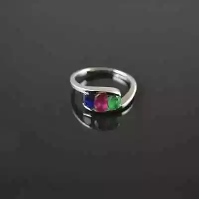 Ring Ruby Emerald Sapphire Silver Sterling 925 Natural Gemstone Oval  Multi All • $35