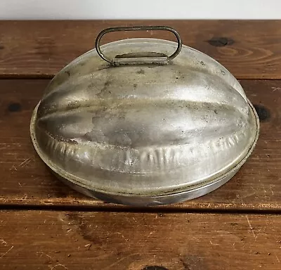 Vintage Kreamer Pudding Bread Cake Mold Tin Pan Metal With Lid Antique Farmhouse • $18