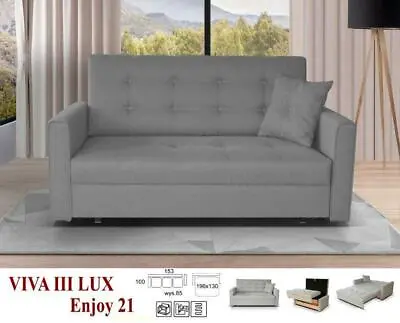 Sofa Bed Woven Fabric Or Cord Storage Single Double Seater Beige Grey Viva • £420