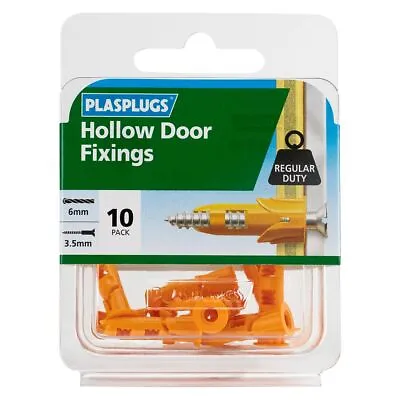 Hollow Door Fixings Plasplugs DR108 Regular Duty X10 6mm Drill 3.5mm Screw • £3.19