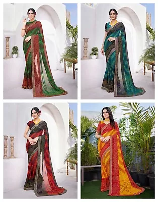 Indian Pakistani Saree Wedding Designer Bollywood Party Wear Blouse Ethnic Sari • £17.63