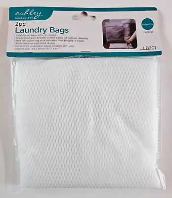 Laundry Washing Mesh Bags Zipped Socks Underwear Shirts Wash 40 X 50cm – 2 Bags • £3.49