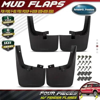 4x Splash Guards Mud Flaps With Wheel Lips For Ford F-150 F150 2015-2020 Pickup • $27.49