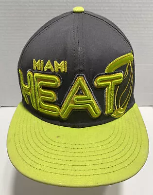 Miami Heat New Era Cap Hardwood Classic Gray Neon Green 9Fifty Snapback Hat NBA • $15.99