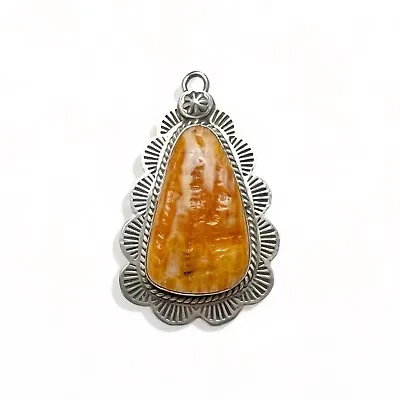 Vintage E. Silago Native American Navajo Sterling Silver Spiny Oyster Pendant • $69.99