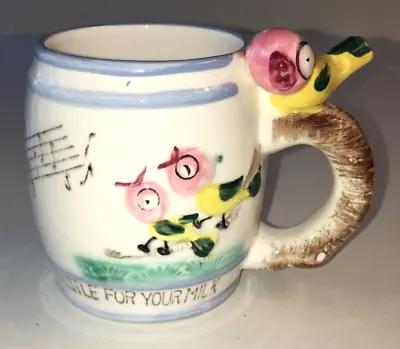 Vintage Kitsch 1950’s Whistle For Your Milk Mug Bird On Handle Kid's Cup Ross P • $23.50