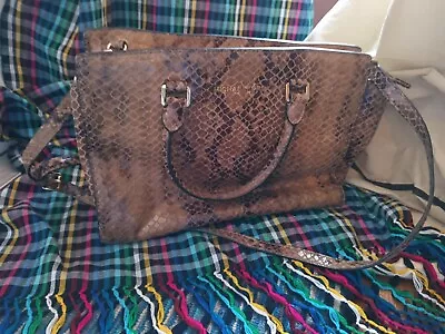 Michael Kors Brown & Gold  Snakeskin Print Handbag Size Medium Adjustable Strap • $29