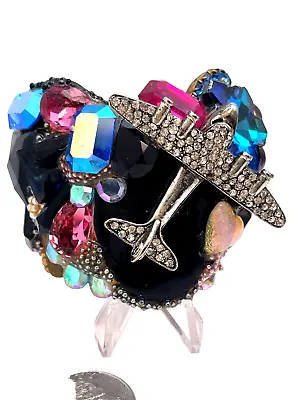 Decadent Signed Wendy Gell  Jeweled  Vintage Wristy Bracelet Airplane • $470.02