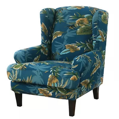 Stretch Wing Chair Covers Armchair Sofa Slipcover Green Printed Sofa Protector • $23.99
