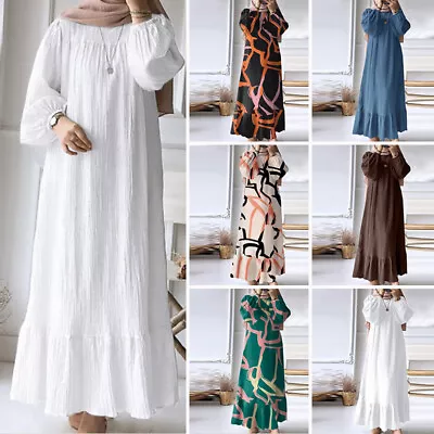 Women Muslim Abaya Jilbab Kaftan Long Dress Dubai Cardigan Robe Maxi Dress • £14.65