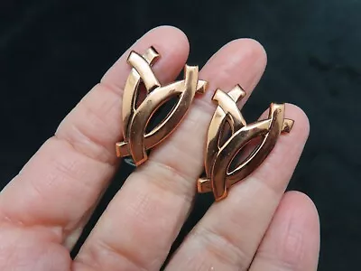 Vintage 1950's Renior Stylized Copper Clip Earrings • $14.99