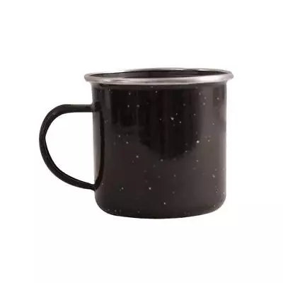 Traditional Black Enamel 12oz Mug Cup Metal Tin Camping Army Style Travelling • £6.64