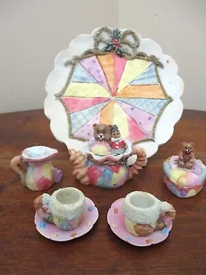 Miniature Tea Set Teddy Bear Family Holiday Design • $11.50