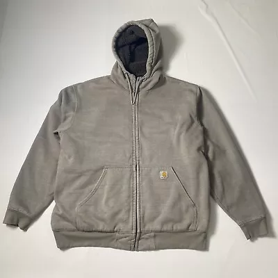 Carhartt Hoodie Men’s XL Sherpa Fleece Lined Jacket Full Zip Jacket Gray 100072 • $34.99