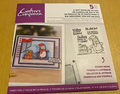 Crafter’s Companion - A Gift From Me To You Penguin - 5 Piece Stamp Set - New • £3.50