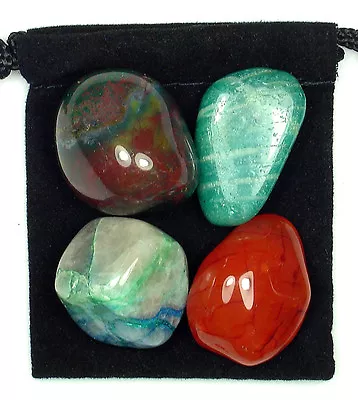 METABOLISM CONTROL  Tumbled Crystal Healing Set = 4 Stones + Pouch + Card • $10.99