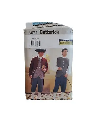 Men's Colonial Coat Vest Shirt Hat Costume Pattern Butterick 3072 - Sizes 44-48 • $11