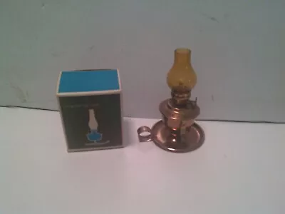 VTG Miniature Hurricane Oil Lamp 4.5  Swivel Base Amber Glass Hong Kong #15P • $18.24