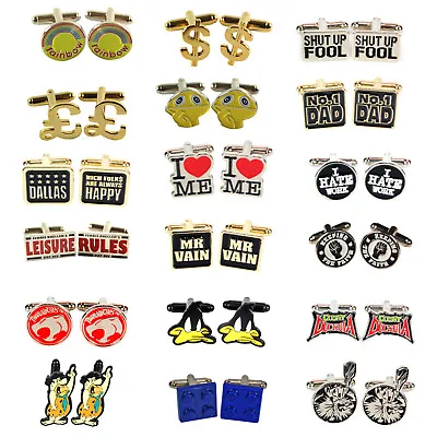 £1.95 • Buy Retro Novelty CUFFLINKS Wedding Cool Gift For Him Man Funky Funny Vintage Comedy