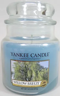 Yankee Candle Willow Breeze Scented 14.5 Oz Blue Glass Jar 65 To 90 Hours New • £19.45