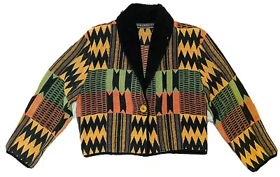 New Identity Women's Multicolor Red/Yellow/Green Navajo Crop Jacket; Size S • £32.99