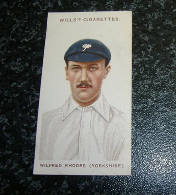 £5 • Buy Wills - Cricketers 1908 (Small S) No34 - Wilfred Rhodes, Yorkshire