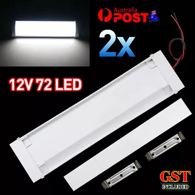 2X 12V 10W 72 LED Interior Lights Strip Bar Car Van Bus Caravan ON/OFF Switch • $15.81