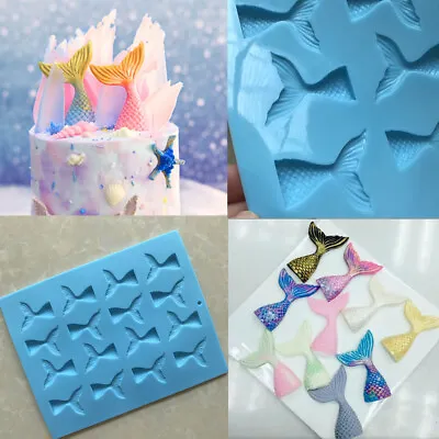 £3.89 • Buy Mermaid Tail Cake Mold Jelly Cookies Soap Fish Chocolate Ice Cube Baking Mould