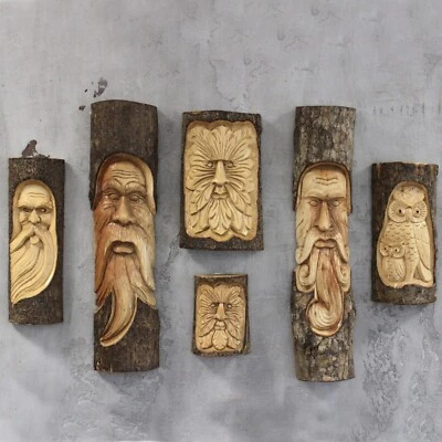 £12.84 • Buy Hand Crafted Tree Trunk Carvings Wooden Garden Ornament