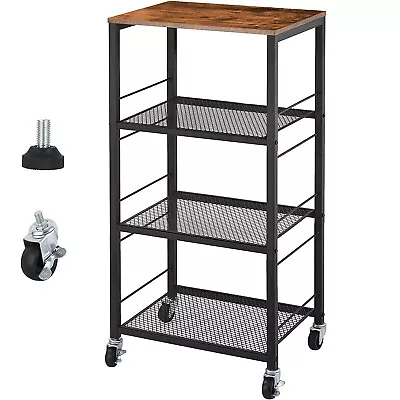 4-Tier Kitchen Rolling Microwave Cart On Wheels Utility Workstation Storage Rack • $49.59