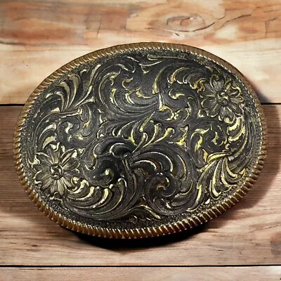 Vintage Western Flower Swirl Montana Silversmiths Sterling Plated Belt Buckle • $34.99