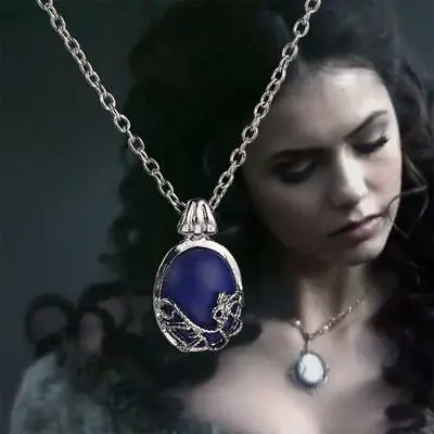 The Vampire Diaries Katherine Pierce Silver Blue Lapis Pendant & Chain Set • £6.95