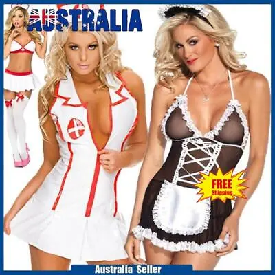 Women French Maid Nurse Fancy Dress Costume Outfit Hen Party Naughty Girl Suit • $13.48