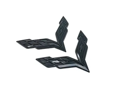 Front & Rear Set Cross Flags Emblem For 2014-2019 Corvette C7 Whole Glossy Black • $19.35