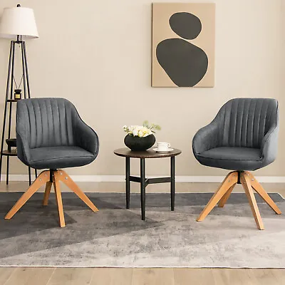 Set Of 2 Swivel Accent Chair Modern Leathaire Armchairs W/ Beech Wood Legs • $149.99