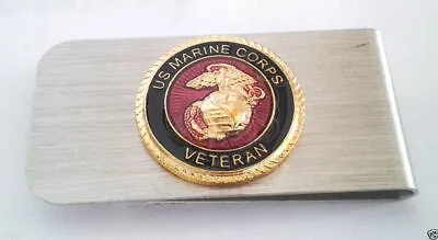 US MARINE CORPS VETERAN MONEY CLIP STAINLESS Military 14459-MC HO • $15.28