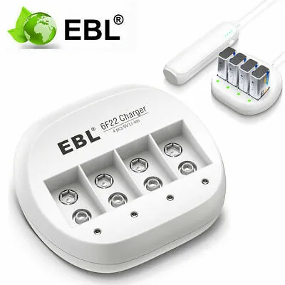 £8.69 • Buy EBL 4 Slots USB Smart Battery Charger For 9V 9 Volt Li-ion Rechargeable Battery
