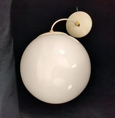 Vintage Mid Century Modern Opaque Glass Globe Ball Hanging Pendant Light Lamp • $94