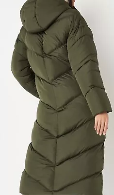 £23 • Buy Ladies Oversized Khaki Maxi Length Chevron Puffer Coat (size 10, Large) 
