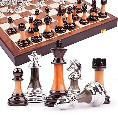 15  Metal Chess Sets For Adults Kids With Zinc Alloy + Acrylic Chess Pieces &... • $68.19