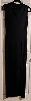 Marcella Black Maxi Dress Sleeveless M Front Slit High Neck Party • $99.99