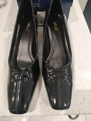 Lotus Size 8 Athenalot Black Patent Ladies Shoes • £4.99