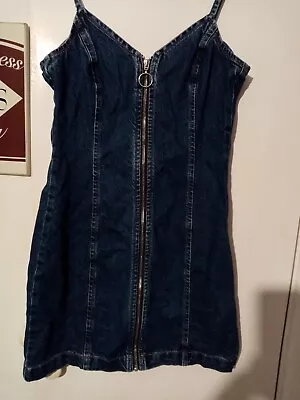 £4 • Buy Bodycon Denim BLUE LONG ZIP FRONT STRAPPY CAMI  DRESS Size  6 
