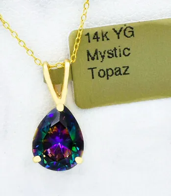 AAA  MYSTIC TOPAZ  2.50 Cts  PENDANT 14K YELLOW GOLD - New With Tag  • $98.77